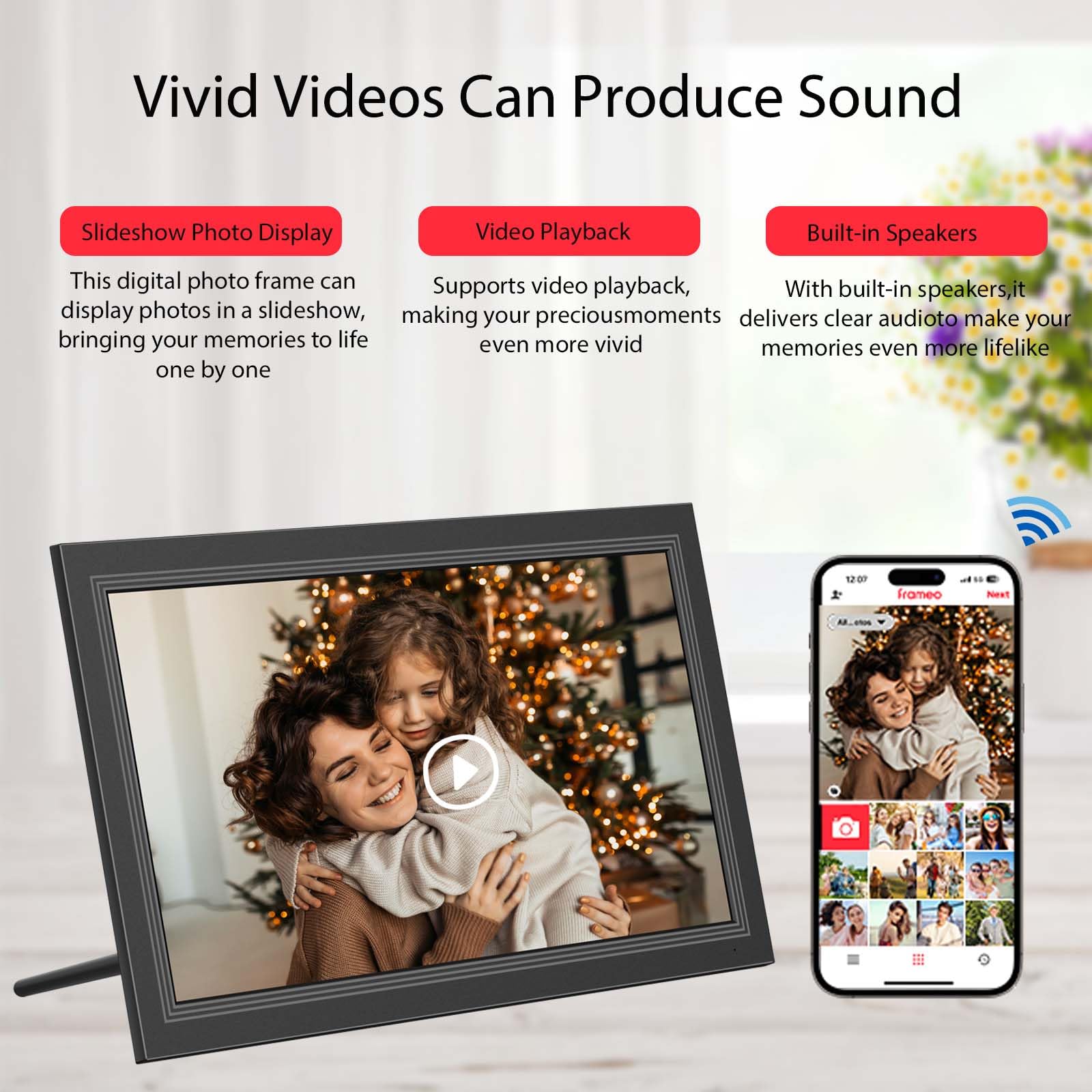 FRAMEO Digital Picture Frame- 15.6inch Digital Photo Frame with 1920 * 1080 IPS Touch Screen HD Disply,Built-in 32GB Storage,Wall-Mounted,Digital Frame Share Photos and Videos via Frameo App
