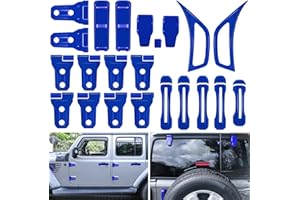LAIKOU 22PCS Full Set Exterior Decoration Trim Kit fit for Jeep Wrangler JL JLU 2018-2022 | Side Vent Outlet Hood Door Hinge Handle Inserts Rear Window Hinge Rain Wiper Cover Accessories (Blue)