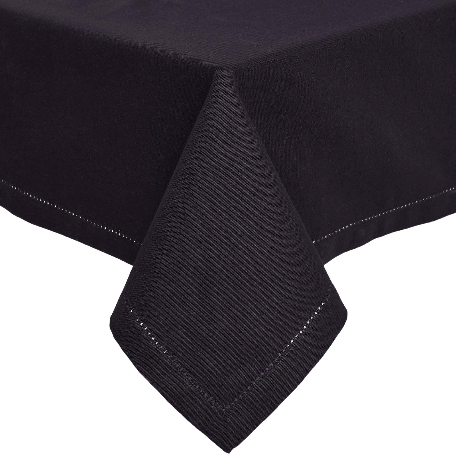 HOMESCAPES Black Table Cloth, Plain Cotton Tablecloth, Large Rectangular, Handcrafted & Durable Dining Table Cover with Hem Stitch, Hypoallergenic, Washable, 137 x 228cm — image 1