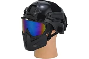 OQUQO Airsoft Tactical Helmet, Full Face Mask for Men, Paintball Helmet, NVG Mount and Side Rails, Adjustable Strap - Complete Tactical Gear for Cosplay and Movie Props