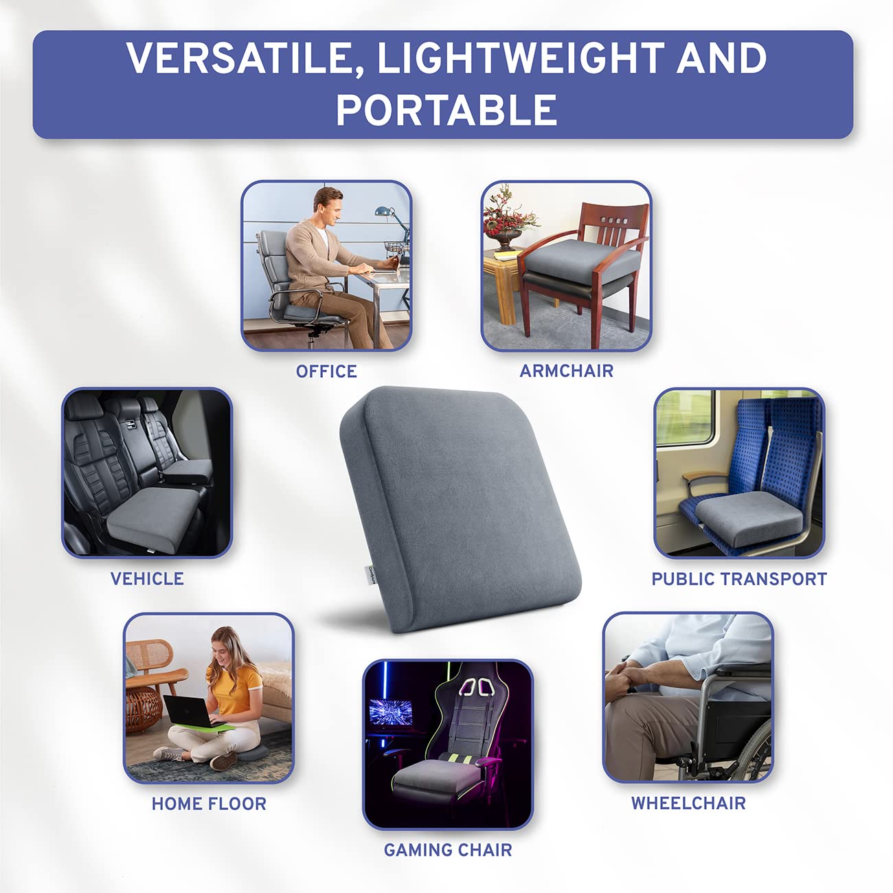 Seat Cushion Extra Large - Firm Memory Foam Chair Pad for Recliner, Wheelchair, Office Chair, Stadium, Bleacher, Car, Floor, Patio Furniture, Bariatric Overweight Users 19”x17”x3”