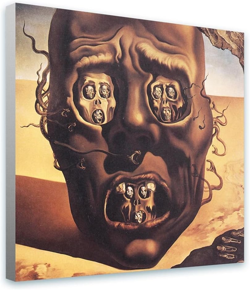 Alonline Art - The Face Of War Skull by Salvador Dali | print on canvas | Ready to frame (synthetic, Rolled) | 24"x24" - 61x61cm | Wall art home decor for bathroom or for living room | artwork HD