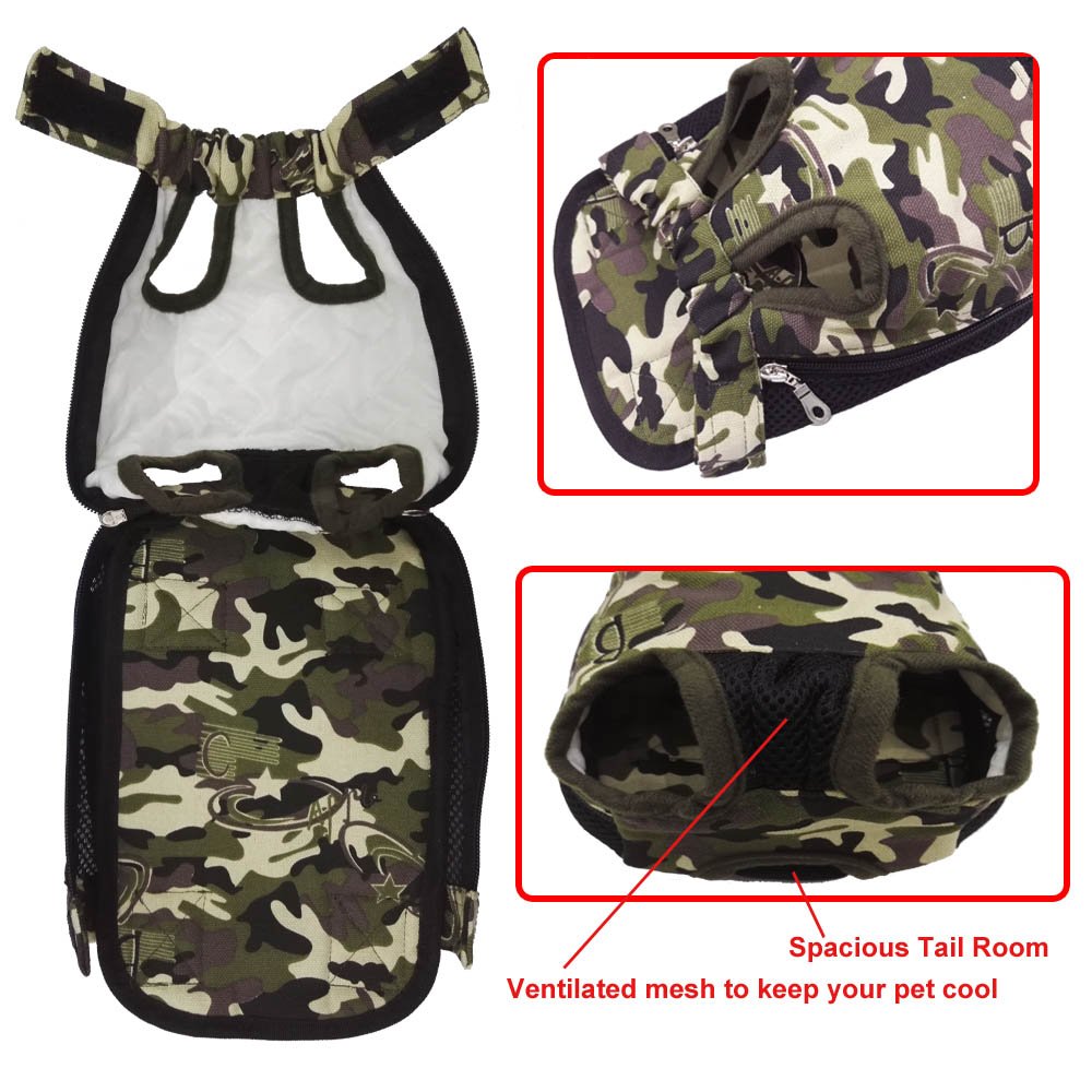 HANCIN Pet Carrier Backpack - Legs Out Front Cat Dog Carrier, Camo, Small Size