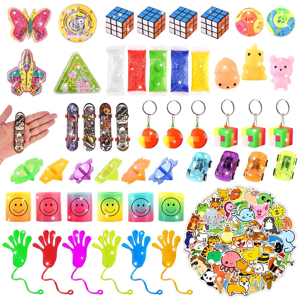MIFKLMV 100PCS Party Bag Fillers for Kids,Birthday Party Favours Toy Box Toys Assortment Toys Classroom Prizes Rewards, Party Favour Toy Assortment for Kids Gifts -mit Sticker