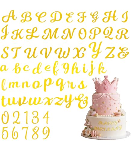 40-Piece Gold Acrylic Cake Topper Letters & Numbers - Alphabet Set For Personalized Birthday Cake Decorating - View #10