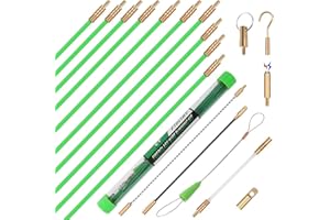 FTIHTRY 14FT Fiberglass Running Electrical Wire Cable Glow Rods Wire Pulling with 8 Different Attachments, Fish Rods Electrical Kit and Fish Tape Wire Puller