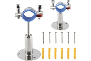 bociloy 304 Stainless Steel Wall Mount Ceiling Mount Pipe Supports, Adjustable Pipe clamp Fixed Support Pipe Strap Bracket for 3/4inch (24-28mm ) Diameter Tubes, Adjustable Height 50-100mm, 2PCS