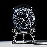 HDCRYSTALGIFTS 3D Laser Engraved Constellation Crystal Ball Paperweight 60mm/2.3inch Glass Decorative Ball Sphere for Home Table Decor