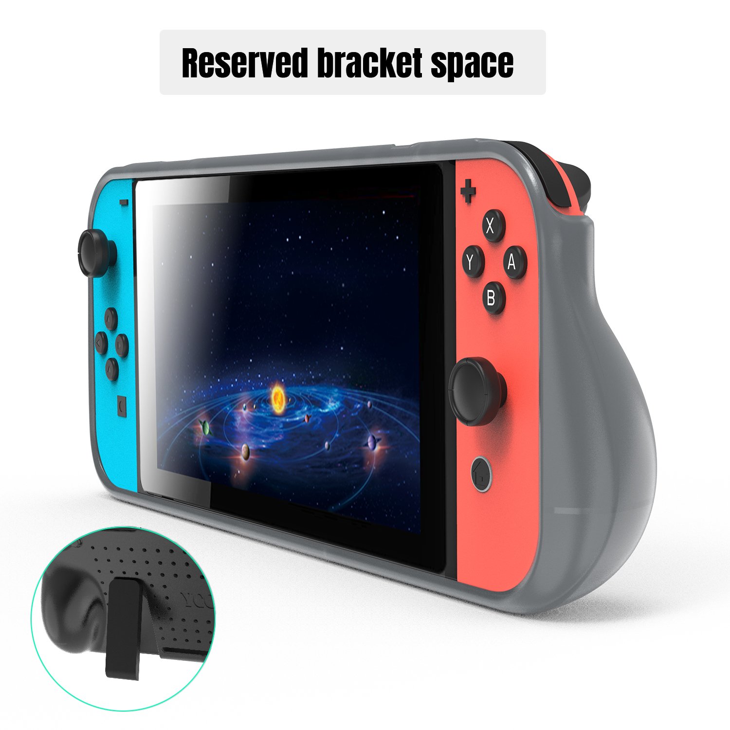 Grip Case for Nintendo Switch, Heat Dissipation Durable Silicone Protective Case Cover for Nintendo Switch Console 2017 with Comfortable Padded Hand Grips (Grey)