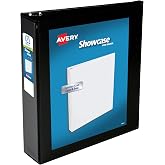Avery&reg; Showcase Standard View Binder, 2" Slant Rings, 1 Black Binder | For School, Home and Everyday Organization, Clear View Covers, Interior Storage Pockets, PVC-Free Pockets, Lay-Flat Pages