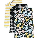 Desert Aqua || 3 Pack|| Double Sided || Not Your Ordinary Dish Towels || Waffle Weave Microfiber || Highly Absorbent || Hanging Loop || Dish Cloths || Modern || Designer Prints|| Black and Yellow