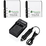 Powerextra 2 Pack Replacement Casio NP-40 Li-ion Battery and Charger For NP-40 Casio Exilim EX-Z1050 EX-Z750 Kodak AZ421(Free Car Charger Available)