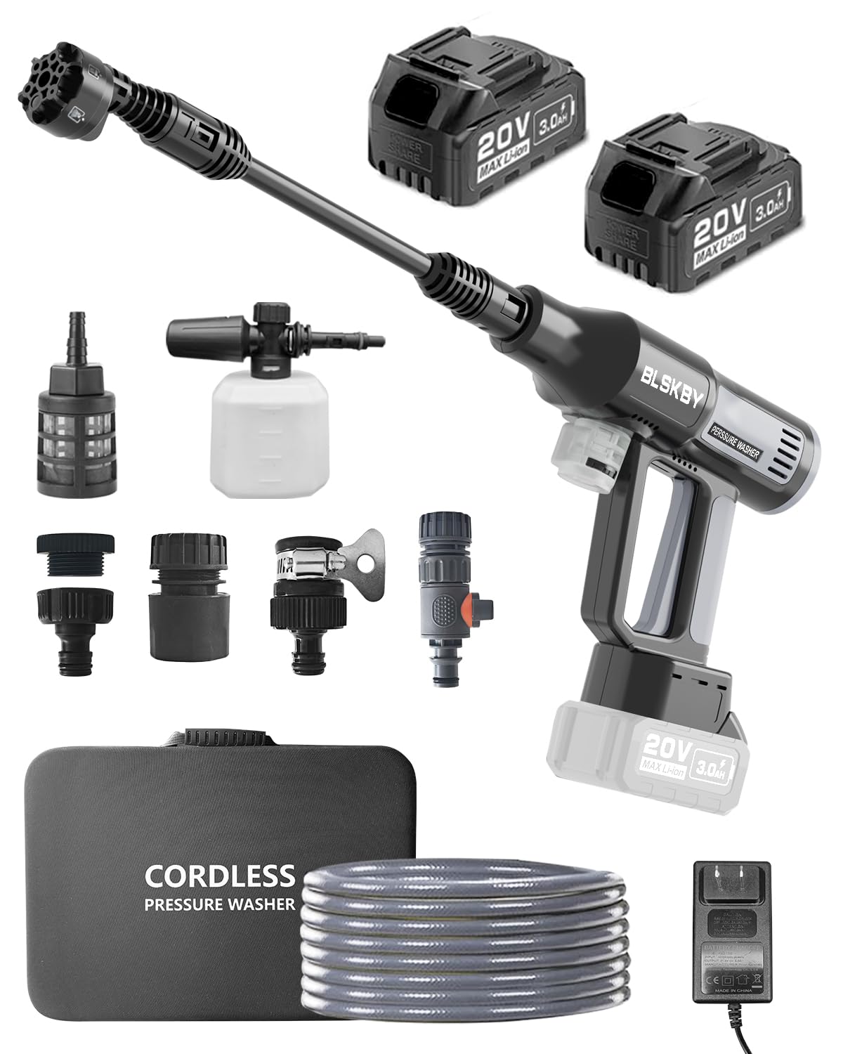 Photo 1 of Portable Cordless Pressure Washer with Faucet Adapter - 2 Pack Batteries 1200PSI Cordless Power Washer Battery Operated with 6-in-1 Nozzle, Adjustable Foam Cannon LCD Touch Screen for Car Garden