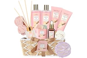 Bath and Body Gift Baskets for Women, 12 Pcs Vanilla Oat Spa Gifts for Women. Bath Gift Set Enriched Shea Butter. Home Spa with Shower Gel, Body Oil, Saint Roy Gifts for Mom
