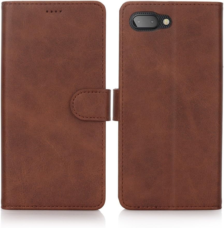 CRESEE BlackBerry key2 Case, Ultra Slim Flip Fit Wallet Case PU Leather Holster Magnetic Cover TPU Shockproof Protective Case with Card Slot and Stand Feature for BlackBerry key2 Smartphone(Brown)