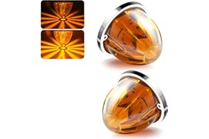 BJZ 2Pcs Amber Watermelon LED Strobe+Constant Marker Lights Dual Function Watermelon-shaped Side Marker Clearance Tail Top Cap Roof Lights for Trailer Truck Semi-trailer Heavy-duty Truck Bus Van