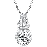 Aihpos Multistyle Moissanite Necklaces for Women Platinum Plated Silver Moissanite Pendant Necklace, 18''-20''