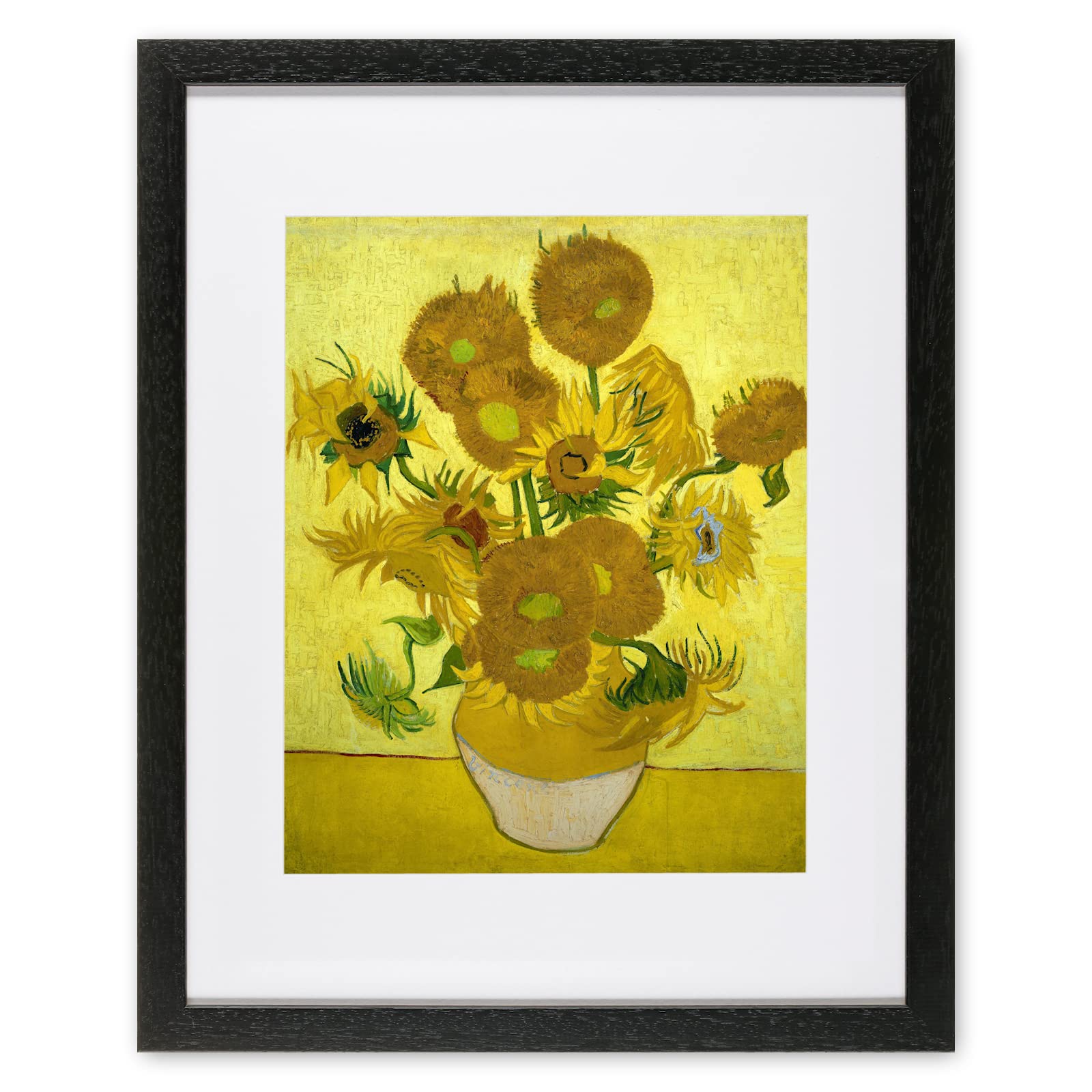 Redzarty Sunflowers by Vincent Van Gogh Framed Wall Art Picture – Print of Famous Painting for Any Room (15"x12" Black Frame)