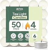 Zuvo Tea Lights Candles 4 Hour Burn Unscented White 50 Pack 3.8 x 1.3 cm view 1