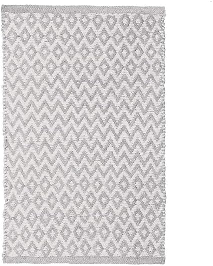 Alfombra de pie de Cama de algodón Gris étnica para Dormitorio de 50 x