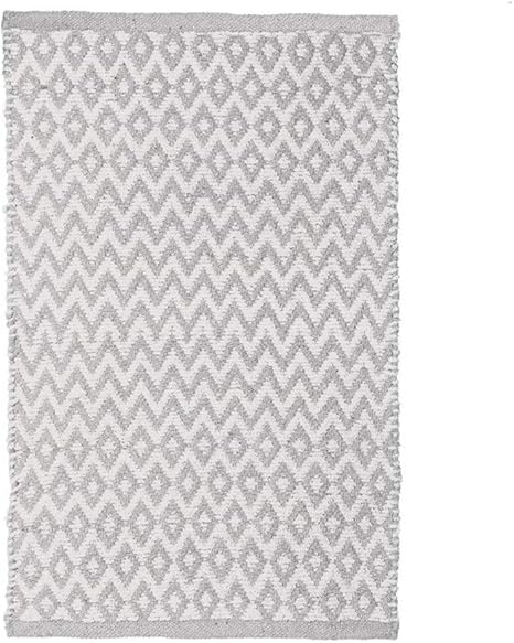 Alfombra de pie de Cama de algodón Gris étnica para Dormitorio de 50 x