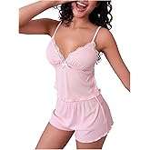 SHENHE Women's Sleepwear Lace Cami and Shorts Pajama Set 2 Piece Summer Pjs Loungewear