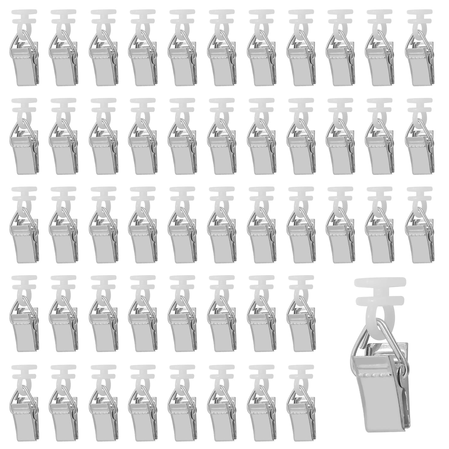 JETOHIX 50 Pieces Curtain Clips, Flexible Metal Curtain Clips, Clip on Curtain Rail Hooks, Hanging Clips Metal for Home Window Decoration Photos Art Craft Displays