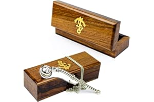 Pirate's Melody: Nickel-Plated Bosun's Pipe Whistle with Chain & Handcrafted Rosewood Anchor Case | Unleash the Spirit of the Sea with Nagina International's Maritime Decor Collection