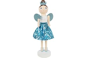 Joliyoou 12 Inch Christmas Wooden Nutcracker, Blue Fairy Nutcracker Holding A Star Wand Mantel Figurine, Xmas Nutcracker Tabletop Centerpieces Festival Shelves Decor