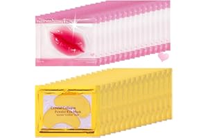 MINILING 30 Pairs 24k Gold Eye Masks & Lip Masks, Crystal Collagen Under Eye Patches for Puffy Eyes, Anti-Aging Eye and Lip Masks for Moisturizing, Reducing Fine Lines Dark Circle