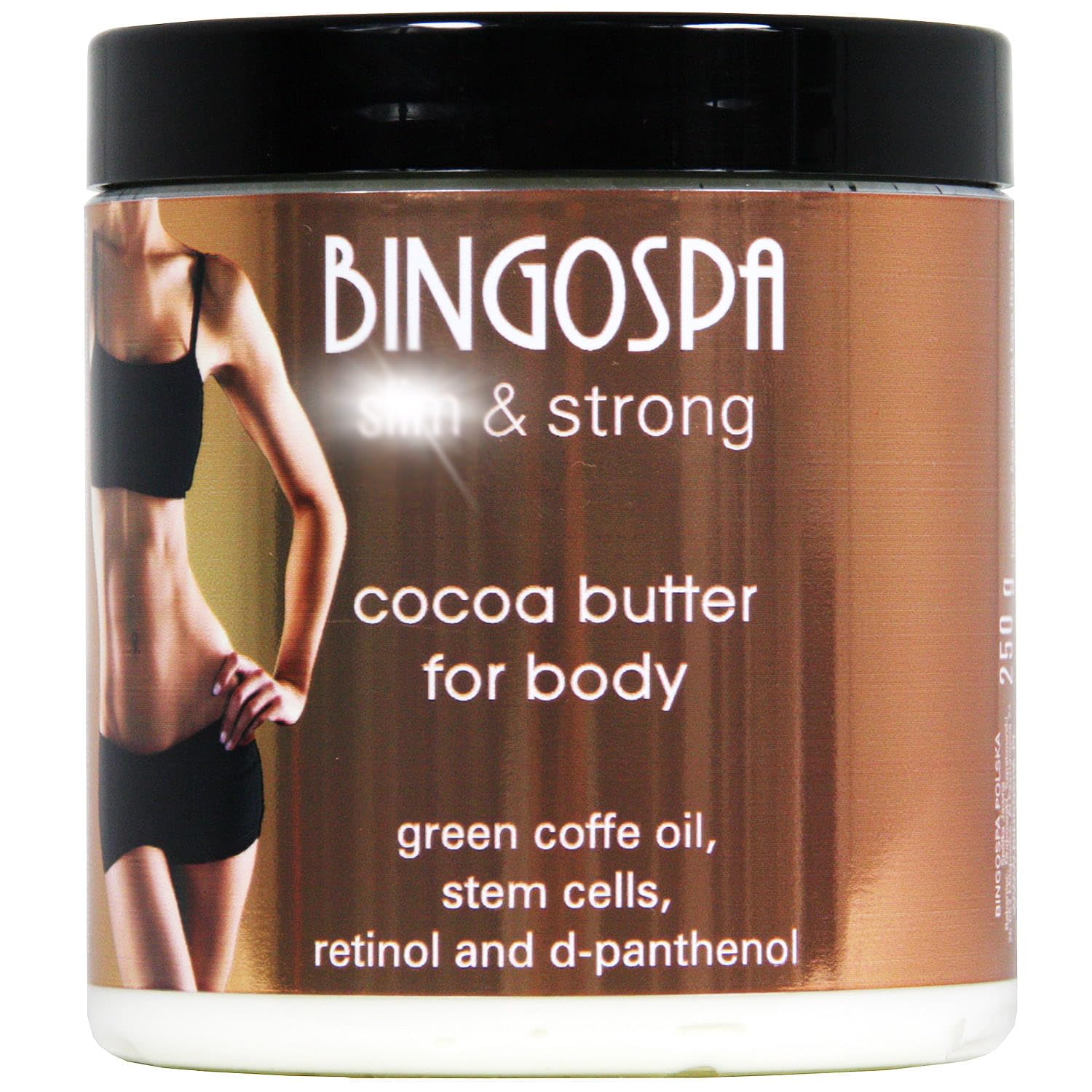 BINGOSPA Cocoa Body Butter with Stem Cells, Retinol and D-Panthenol for Moisturizing and Skin Care, Anti-Aging and Anti-Cellulite - 250g
