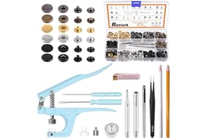 Rustark 90 Sets 12.5mm 6 Colors Leather Snap Fasteners Kit with Snap Pliers and Setting Tools, Metal Snaps Button Press Stud 