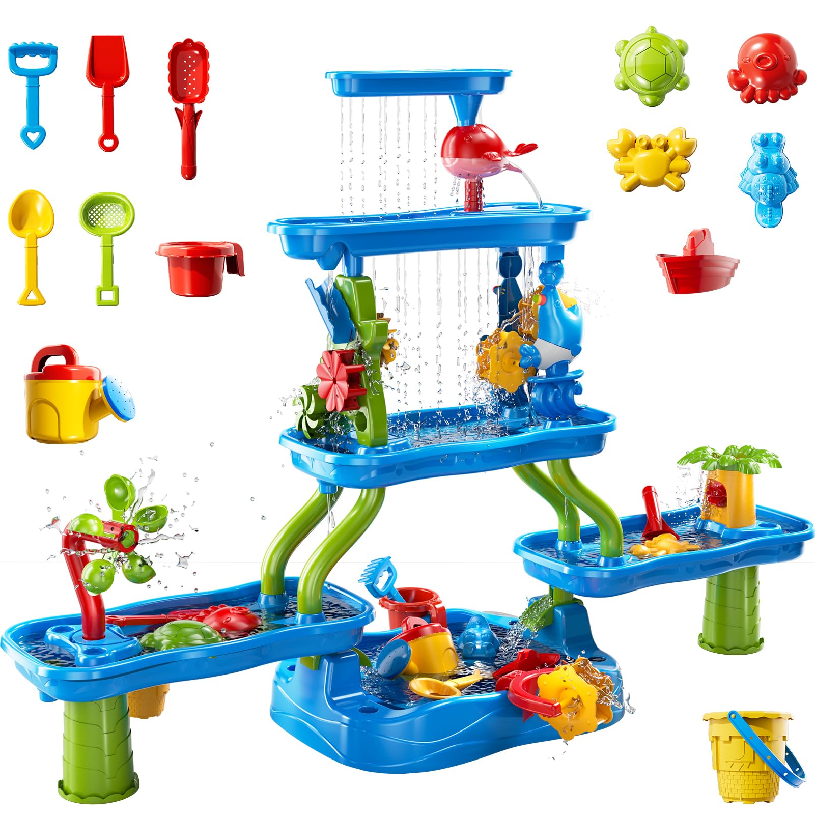 View 1 of ***MISSING PARTS***
Guminnara 5-Tier Water Table for Toddlers Kids Ages 1-3 3-5 4-8, Sand and Water Table with Rich Activity Set, Summer Outdoor Beach Outside Backgard Pool Toys for Kids Boys Girls
