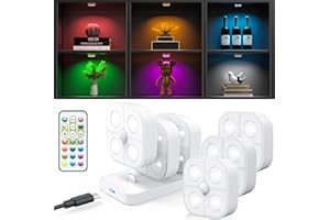 Rechargeable Puck Lights with Remote,13 Colors RGB LED Under Cabinet Lighting Wireless Motion Sensor Closet Light with Chargi
