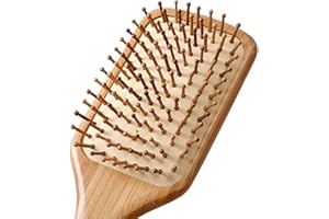 Paddle brush, hair brush, Made of pure natural bamboo, no paint coating, massage the scalp while combing hair to promote bloo