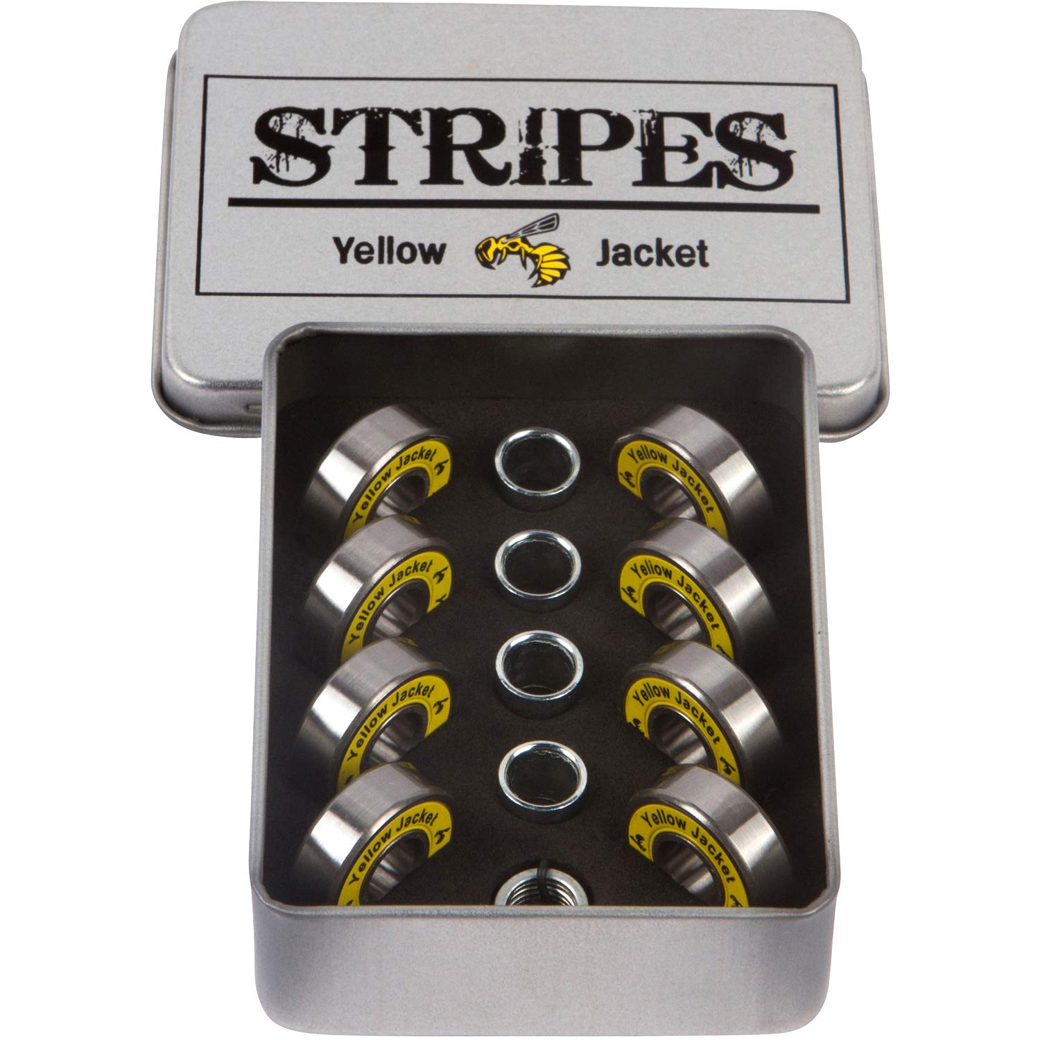 Yellow Jacket Premium Skateboard Bearings, Pro Longboard Bearings, 608, ABEC 9, Washers and Spacers, Yellow Jacket (Pack of 8)