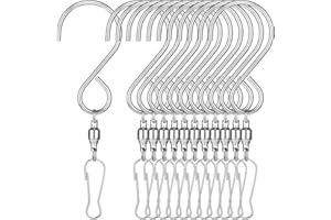 Qianyu 12 Pack Swivel Hooks Clips Wind Spinner Swivel Hooks 360 Degree Dual Rotating Windsock Clips for Hanging Plants Wind Chimes Bird Feeder Crystal Twisters Birdcage Garden Bells Party Supply