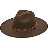 Wide Brim Fedora Hat for Women, Faux Wool Felt, Animal Print Band, Classic Western Style