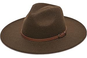 YOUBADU Wide Brim Fedora Hat for Women, Faux Wool Felt, Animal Print Band, Classic Western Style