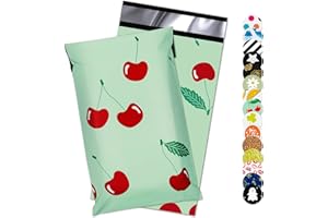Jowlroel Cherry Printed Poly Mailer 6x9 Inch 100 Pcs, Waterproof and Tear-Resistant Shipping Bags for Clothing, Strong Mailing Bags with Self-Seal, Cute Mailer Bags for Small Business
