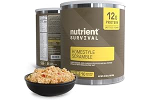 NUTRIENT SURVIVAL Homestyle Scramble Eggs High Protein Meal (10 Servings) Freeze Dried Prepper Supplies & Emergency Food Supply, 40 Essential Nutrients, Shelf Stable Up to 25 Years, One Can