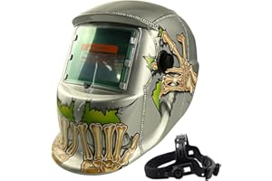 TIANLYLIN Auto Darkening Welding Helmet, Solar Power Welding Hood, Adjustable Shade Range 4/9-13 for Tig Mig Arc Welder Mask (Sliver Ghost Claw)