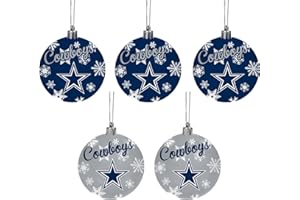 FOCO Dallas Cowboys NFL 5 Pack of Shatterproof Ball Ornaments