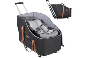 Tonyeee Car Seat Travel Bag with Wheels Fits Chicco KeyFit 35, Doona Car Seat Stroller Base, Nuna Pipa, Padded Car Seat Bags for Airplane, Gate Check Bag, Removable Cover for Air Travel,Black-L