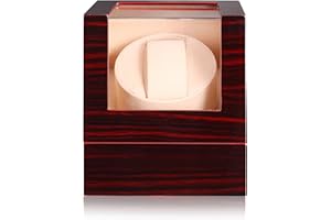 Automatic Single Watch Winder Box, Watch Rotator for Rolex, Self Winding Rotating Wooden Watch Case Battery or USB Powered Pr