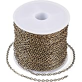 Beadthoven 32.8Ft Brass Flat Cable Chain for Jewelry Making 2mm Antique Bronze Flat Cross DIY Necklace Chain Bracelet Jewelry Finding Chains Extender Chains Bulk for Jewelry Making Supplies