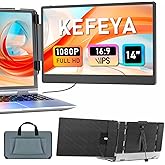 KEFEYA Laptop Screen Extender, 14" Portable Monitor for Laptops 13-17", 1080P FHD IPS Monitor Extender for Laptop with USB-C/HDMI Port, Plug n Play for Windows/Chrome/Mac/Switch/PS5