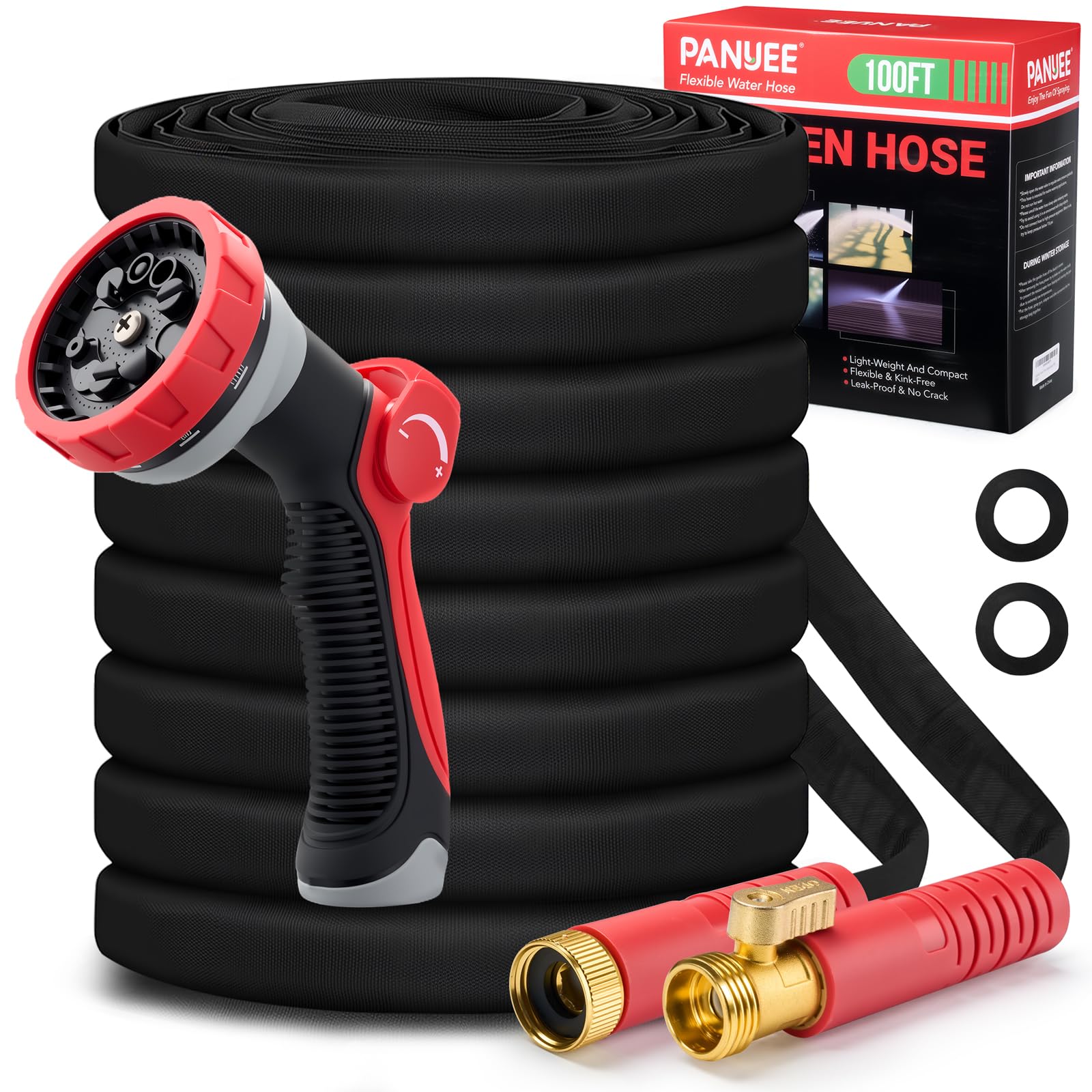 Photo 1 of Panyee Upgraded 100FT Non-Expanding Garden Hose, Lightweight, Flexible Ultra-Light Water Hose, Burst-Resistant, Lead-Free, Anti-Kink, High-Pressure