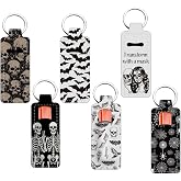 FREEBLOSS 6Pcs Clip-on Lipstick Balm Holder for Women, Chapstick Holder Keychain Halloween Theme Lip Balm Keychain Holder with Clip 1.5