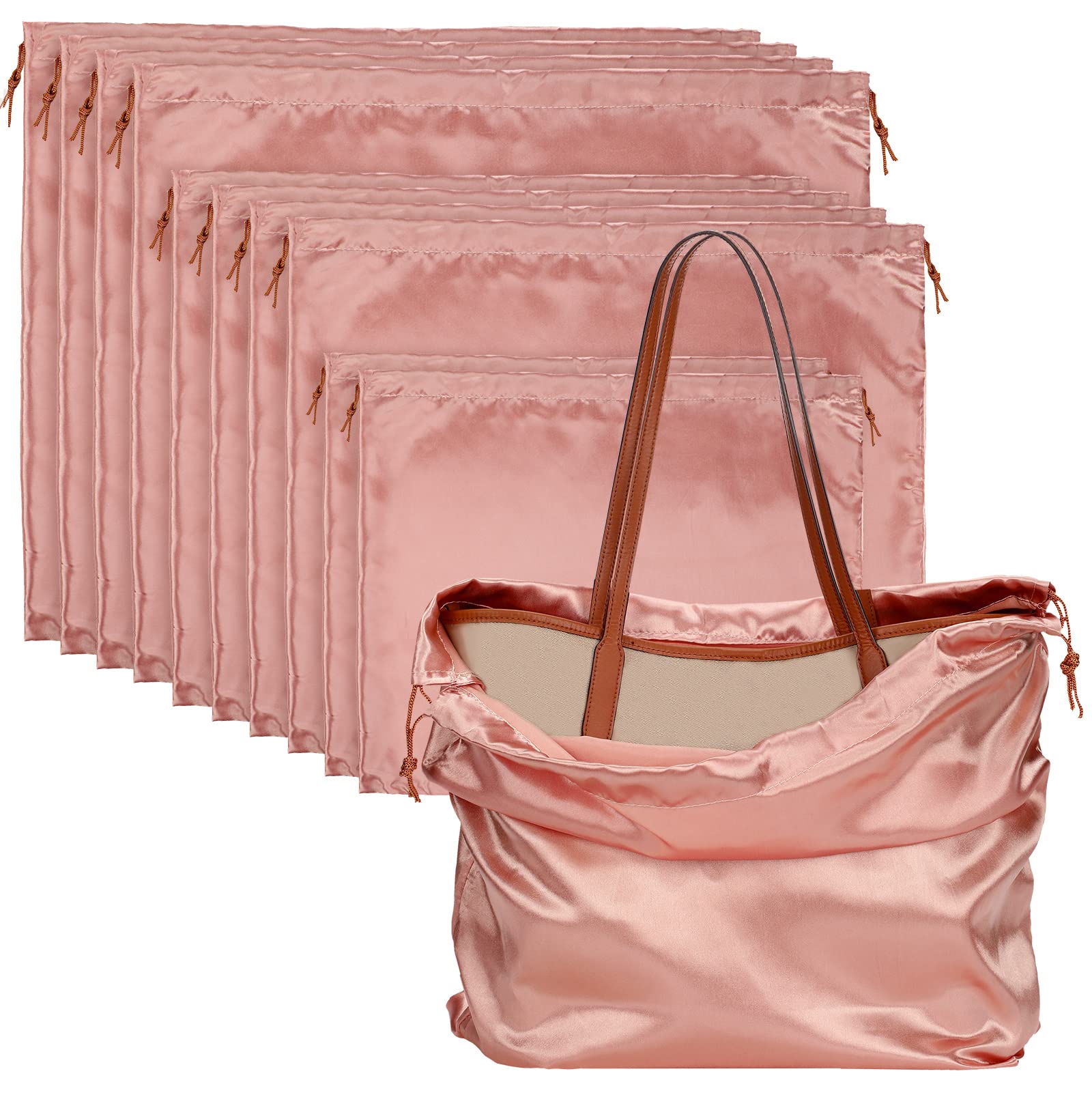 Photo 1 of 10 Pcs Dust Bags for Purses and Handbags Silk Dust Cover Bag for Handbags Purses Shoes Boots Silk Drawstring for Storage, 3 Sizes(Pink)